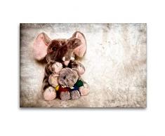 Calvendo Premium Textil-Leinwand 120 cm x 80 cm quer Elefant | Wandbild, Bild auf Keilrahmen, Fertigbild auf echter Leinwand, Leinwanddruck: Kuscheltier Hobbys Hobbys