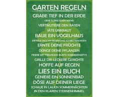 Schatzmix Spruch Garten Regeln Kleeblatt Metallschild 20x30 Deko tin Sign Blechschild, Blech, Mehrfarbig, 20x30 cm