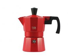 Home Warm Kaffee Espressokocher 1 Tasse, Aluminium, Rot/Schwarz, 13 x 8 x 13 cm