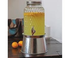 Circleware 68142 Treasure Beverage Dispenser with Stand and Metal Lid Sun Tea Jar with Spigot Entertainment Kitchen Glassware Water Pitcher for Kombucha Juice & Cold Drinks, 1.5 Gallon, Diamond