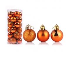 Bestjybt 24 Stück Christbaumkugeln Ornamente bruchsicher Weihnachtsdeko Baumkugeln für Urlaub Hochzeit Party Deko Baum Ornamente Haken enthalten 4cm/1.57 Orange