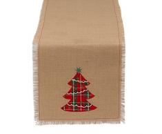 DII 100% Jute, Gold Damast Bedruckt Weihnachten Table Runner - 14 x 72 Weihnachtsbaum