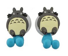 Finex Zahnbürstenhalter mit Saugnapf, Cartoon-Motiv, 2 Stück Grau (Totoro)