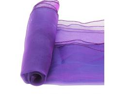 SARVAM FASHION Tischläufer aus Organza, 30,5 x 274 cm, für Hochzeit, Empfang oder Party-Dekoration violett