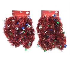 Holiday Crafts (TM) Set von 2 Dekorativen Weihnachtsgirlanden, 4,6 m, insgesamt 9 m. Ideal für Bäume, Treppen, Wände, Decken, Fenster und mehr. 15 Feet Red with Ho Ho