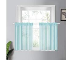 YOKISTG Vorhänge aus Leinen, für Schlafzimmer, Wohnzimmer, Fenster, 2 Paneele 25 x 36 hellblau