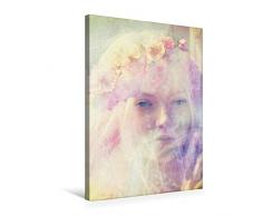 Calvendo Premium Textil-Leinwand 50 cm x 75 cm hoch, Scheue Wassernixe | Wandbild, Bild auf Keilrahmen, Fertigbild auf echter Leinwand, Leinwanddruck: Junge mit Blumenkranz im Haar Menschen Menschen