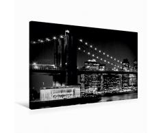 Premium Textil-Leinwand 75 x 50 cm Quer-Format NYC Brooklyn Bridge und Manhattan Skyline | Wandbild, HD-Bild auf Keilrahmen, Fertigbild auf hochwertigem Vlies, Leinwanddruck von Melanie Viola