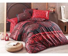 Eponj Home Bettwäsche-Set für Doppelbett 200 x 200 cm ROT SCHWARZ