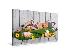 Calvendo Premium Textil-Leinwand 75 cm x 50 cm Quer, Kleiner Osterhase | Wandbild, Bild auf Keilrahmen, Fertigbild auf Echter Leinwand, Leinwanddruck: Ein - Hallo Leben Menschen Menschen