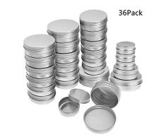 BELLARMOR Aluminiumdosen rund Schraubdeckel Metall Vorratsdosen Behälter für Lippenbalsam, Kosmetik, Kerzen (36 Stück)