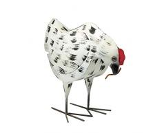 Gartenstatue, rustikaler Pfeil, Huhn, groß, Schwarz/Weiß/Rot