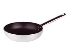 Pentole Agnelli Platinum Tiefe Pfanne aus Aluminium, Dicke 5 mm, mit Griff aus Edelstahl, Silber 40 cm Silber/schwarz