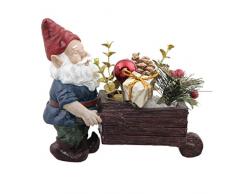 Flora Bunda Kunstpflanze Weihnachtsgesteck in Keramik-Schneemanntopf Zwerg zum Schieben