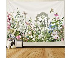 Alishomtll Wandteppich mit Blumenmuster, Bunte Kräuter, Tapisserie, Wildblumen, Pflanzen 59.1ʺ × 82.7ʺ bunt