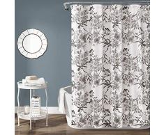Lush Decor Duschvorhang mit Botanischem Garten, 183 x 183 cm, Grau und Weiß