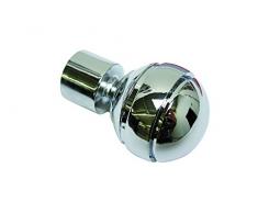 GARDINIA Endknöpfe für Gardinenstangen, 2 x Endstück Kugel, Serie Chicago, Metall, Chrom, Durchmesser 20 mm