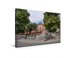 Premium Textil-Leinwand 45 x 30 cm Quer-Format Brunnen der Lebensfreude vor der Universität Rostock | Wandbild, HD-Bild auf Keilrahmen, Fertigbild auf hochwertigem Vlies, Leinwanddruck von Thomas Becker