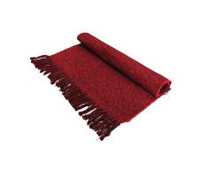 USTIDE, Baumwolle, wendbar Teppich Flickenteppich mit Einer Hand mit Multicolor Diele für Waschküche Küche Badezimmer Schlafzimmer dormat, Baumwolle, rot/schwarz, 23.6x35.4