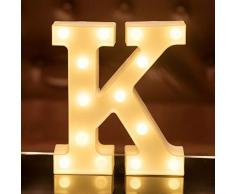 Focux LED Festzelt, Buchstabenbeleuchtung Alphabet beleuchtet Schild für Nachtlicht Zuhause, Party, Geburtstag, Hochzeit, Bar, Dekoration LED Brief, batteriebetrieben, Weihnachtsdekoration, Bar K