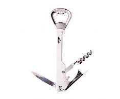 Garcia de Pou Korkenzieher und Flaschenöffner, Metall, Silber, 14 x 3,5 x 1 cm