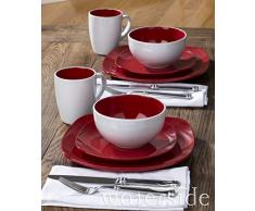 Waterside Fine China Tafelservice, Steingut, rot, Einheitsgröße
