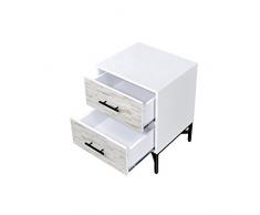 Major-Q 9097451 Nachttisch, skandinavischer Stil, 2 Schubladen, verwittertes Holzmuster, Weiß