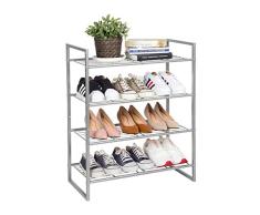 MustQ Stapelbares Schuhregal, Schuhregal, Aufbewahrungs-Organizer, Metalldraht, Schuhregal für Schrank, Eingang (grau)