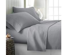 Ossam Linen Bettlaken-Set für Queen & King Size Betten, luxuriöses weiches 1200-TC schweres ägyptisches Baumwollbettlaken-Set Queen & King Size Matratze passt vollständig elastische tiefe Taschen (einfarbig, Farbe) Traditionell