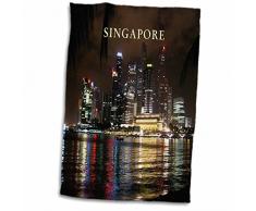 Handtuch / Sporthandtuch mit 3D-Rosen-Motiv und Foto von Singapur bei Nacht, 15 x 22 cm