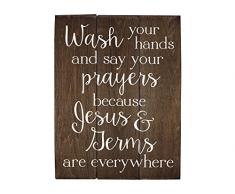 Elegante Schilder Hände waschen und Sagen Ihre Gebete Badezimmer Decor Art Wand Küche eingerichtet Küche Art Wand Badezimmer Kunst 11 x 14 inch Wood Stain