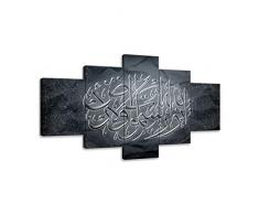 KALAWA Islamisches Tableau Wandbild auf Leinwand, Kunstdruck, Bilder Heimdeko, Kunstwerk, Schlafzimmer, Esszimmer, 5-teilig, gerahmt, fertig zum Aufhängen, großes Paneel-Set 50W x 24H Color07+