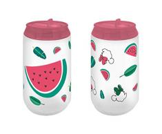 AMBITION Thermodose Minnie 250 ml Wassermelone Isolierbecher Becher to go Tinkbecher Press Verschluss Mundstück Edelstahl Kunststoff Mickey Minnie Maus Disney Kinder Geschenk modern praktisch