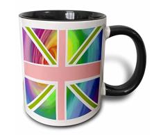 3dRose Arty Rainbow Swirl Englische Union Jack Großbritannien Flag-modern Großbritannien England-Two Ton, schwarz, Kaffeebecher, Keramik, Mehrfarbig, 10.16 cm x 7,62 x-Uhr