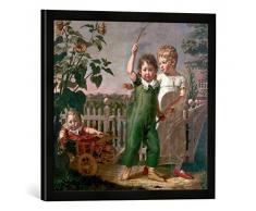 Gerahmtes Bild von Philipp Otto Runge Die Hülsenbeckschen Kinder, Kunstdruck im hochwertigen handgefertigten Bilder-Rahmen, 50x50 cm, Schwarz matt