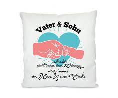 Herzbotschaft Kissen mit Motiv Modell: Ein Herz und Eine Seele-Vater-Sohn, Stoff, WeiÃ, 45 x 45 x 10 cm