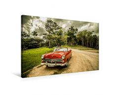 Premium Textil-Leinwand 75 x 50 cm Quer-Format Retro Auto - Cuba | Wandbild, HD-Bild auf Keilrahmen, Fertigbild auf hochwertigem Vlies, Leinwanddruck von Autofreund
