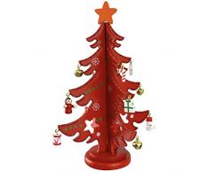 Red Carpet Weihnachtsbaum mit Ornamenten rosafarbener Glitzer, 9 x 15 cm, Holz