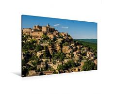 Calvendo Premium Textil-Leinwand 120 cm x 80 cm quer, Gordes im Abendlicht | Wandbild, Bild auf Keilrahmen, Fertigbild auf echter Leinwand, Leinwanddruck: Stadt in der Provence Orte Orte