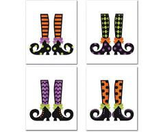 Miss Kate Cuttables Kunstdruck Hexenschuh, Halloween, Gruselige Boo Dekoration für Rahmen, 8 x 10 cm, 4 Stück