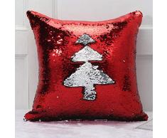 Axgo Kissenbezug für Hochzeit/Weihnachten, 45,7 x 45,7 cm, Weihnachtsbaum, glitzernd, Rot