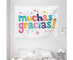 Thank You Decor Gobelin von ambesonne, Romantische Sweet cookie Buchstaben Sugar Candy auf rustikalem Holz Tisch Bild zum Aufhängen, für Schlafzimmer Wohnzimmer Wohnheim, Rosa Weiß Braun, Textil, Multi 14, 80 W By 60 L
