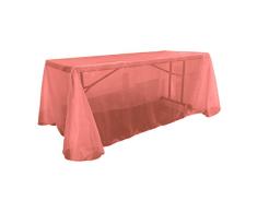 La Leinen Sheer Spiegel Organza Tischdecke, rechteckig, Polyester, Korallenrot, 228.6 x 335.28 x 0.022 cm