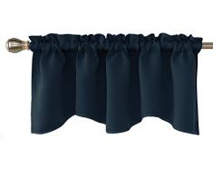 deconovo Solid Farbe Rod Pocket Verdunklungsvorhänge kurz Vorhänge gewelltem Querbehang, Polyester-Mischgewebe, marineblau, 42x18 Inch