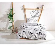 EnLora Home Bettwäsche-Set für Einzelbett 135 x 200 cm Black White