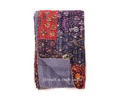 Mandala Tapisserie Patchwork Quilt Twin Size Kantha Steppdecke, Kantha Decke, bed, Twin Kantha Tagesdecke, Bohemian Betten Kantha Größe 152,4 x 228,6 cm Betten
