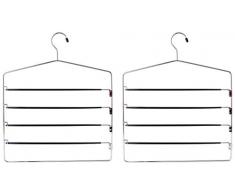 H & L Russel Ltd Set von Zwei 4 bar Hosenbügel mit 4 rutschfesten einfach Zugang Swing Bars zu halten 4 Paar Hosen, Erwachsenengröße, Chrom, 2-teilig