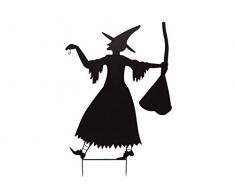 EUROPALMS Silhouette Metall Hexe mit Besen, 140cm | Hexensilhouette als Blickfang im Garten