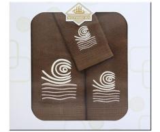 Westward Ho!. 3-teilig gekämmte Baumwolle Superweicher Ocean Geschenk Handtuch-Set 420 GSM, Set 3, Braun braun
