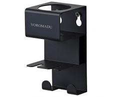 VOROMADU Zahnbürstenhalter für Zahnpasta, Wandmontage, Rasierer Halter, Handtuchhaken, strapazierfähig, 4-in-1, multifunktional, zum Aufhängen, für Badezimmer, Aluminium, eloxiert, rostfrei schwarz